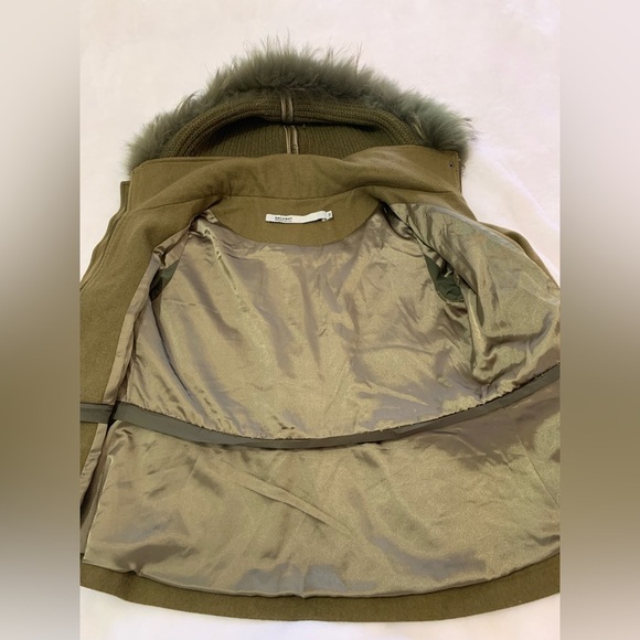 Eachway Sports Women's Jacket Faux Fur Outer Shell Hooded Brown Green Size M - Picture 7 of 15